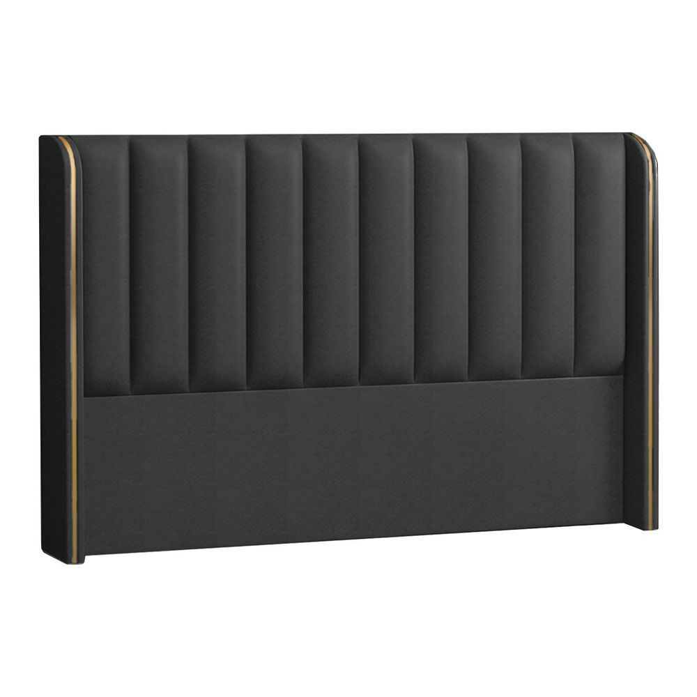 Coralie Upholstered Velvet Wingback Headboard Black Queen