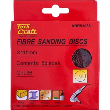 Fibre Disc 115mm 36 Grit 5 Piece - 8 Pack