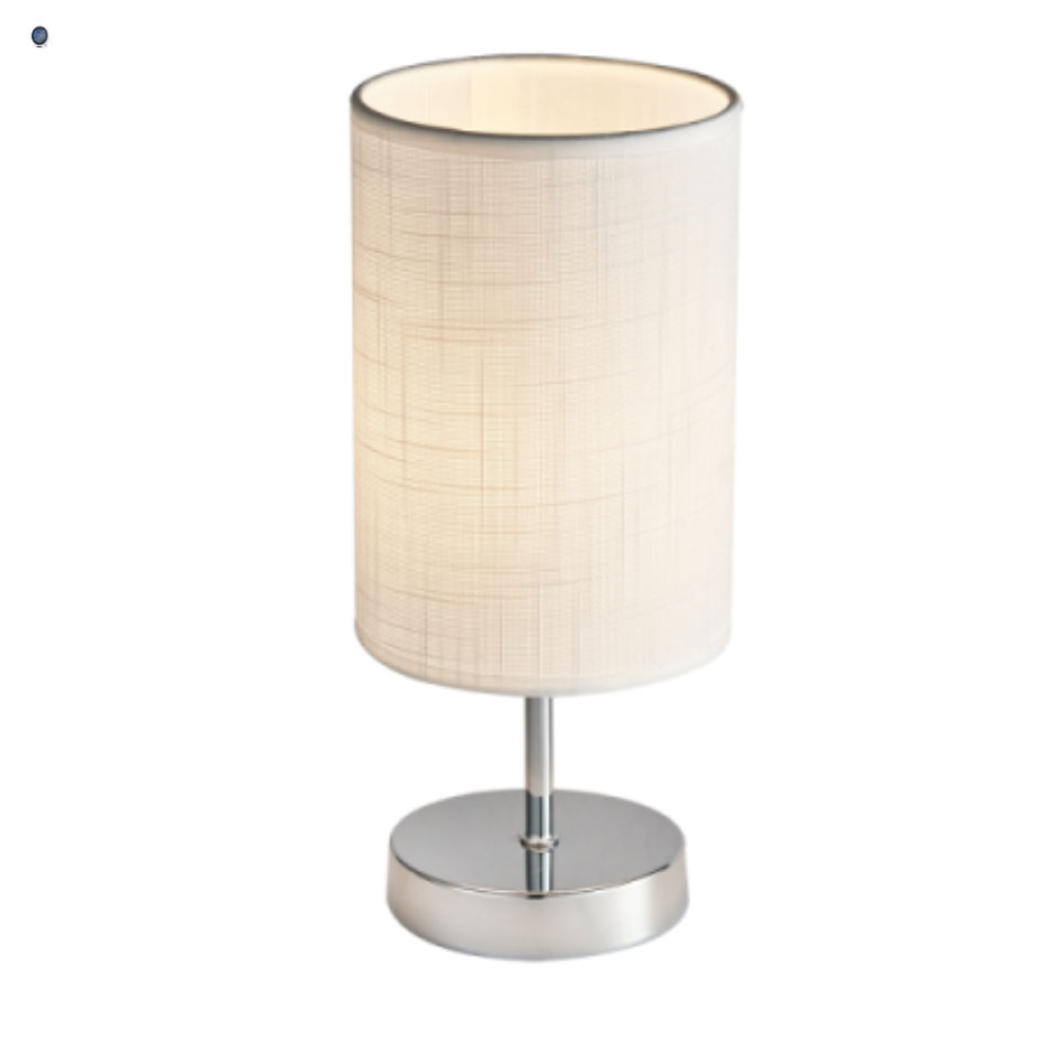 Polished Chrome Table Lamp with White Fabric Shade