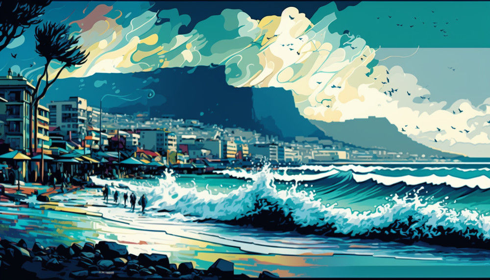 Canvas Wall Art - Canvas Wall Art – Cape Town Beachfront Absract - B1103 - [120 x 80 cm]