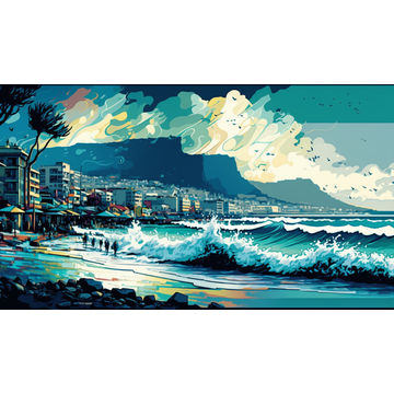 Canvas Wall Art - Canvas Wall Art – Cape Town Beachfront Absract - B1103 - [120 x 80 cm]