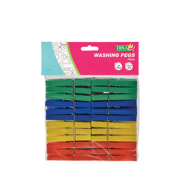 Washing Pegs - Assorted Colours - Plastic - 70mm - 24 Piece - 20 Pack