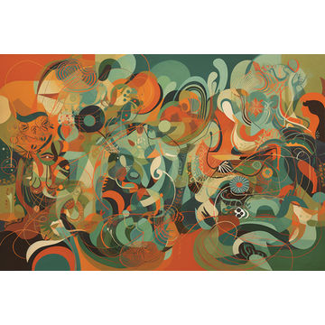 Canvas Wall Art - Flowing Lines and Organic Shapes - A1049 - [120 x 80 cm]