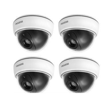 Dummy White Dome Surveillance Camera with LED Light - 4 Pack