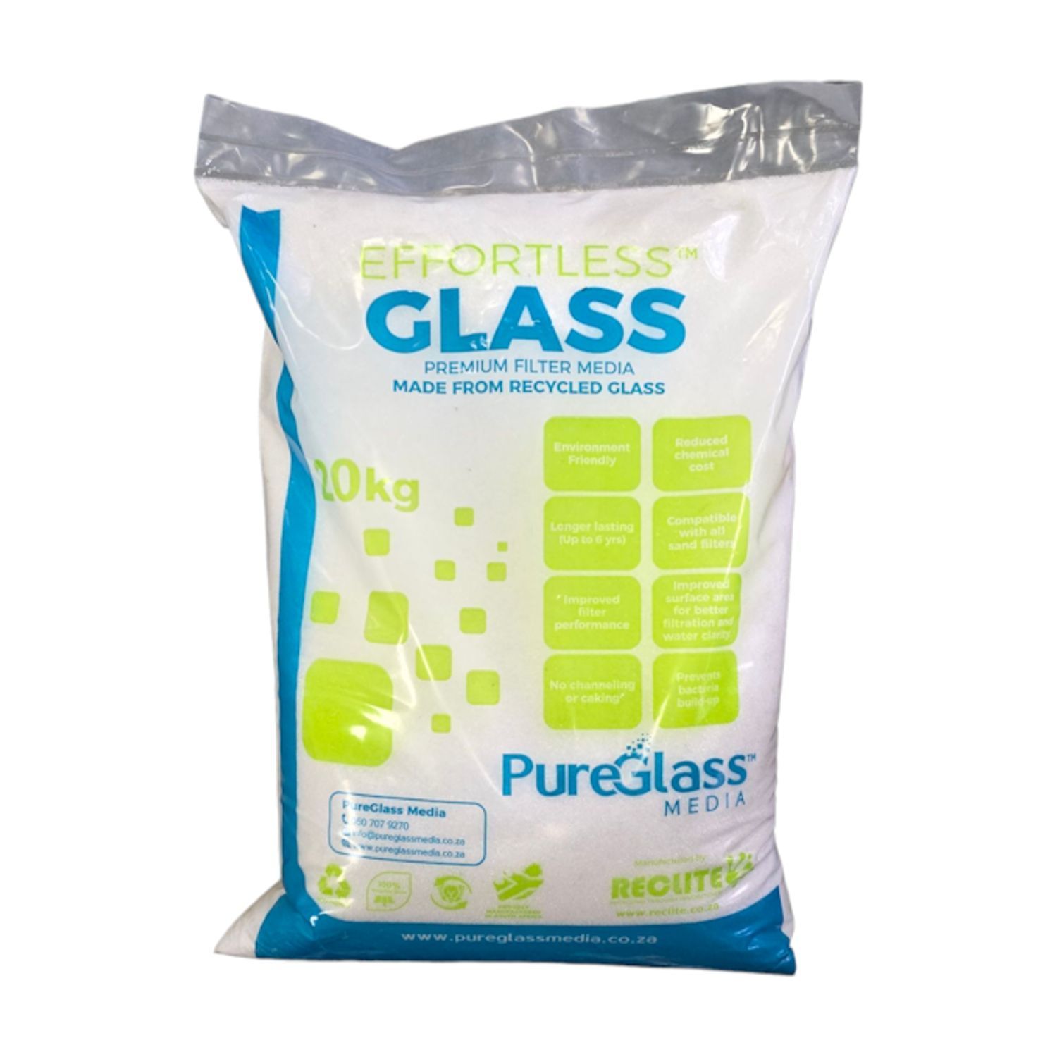 Effortless Glass Pool Filter Media 20kg Eco Premium Replacement for Sand