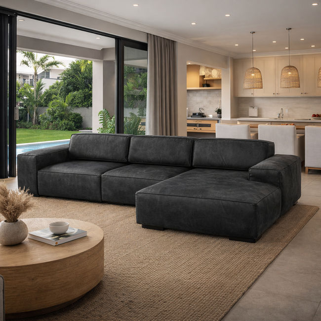 KC FURN-Milano Leather Luxury Corner Couch