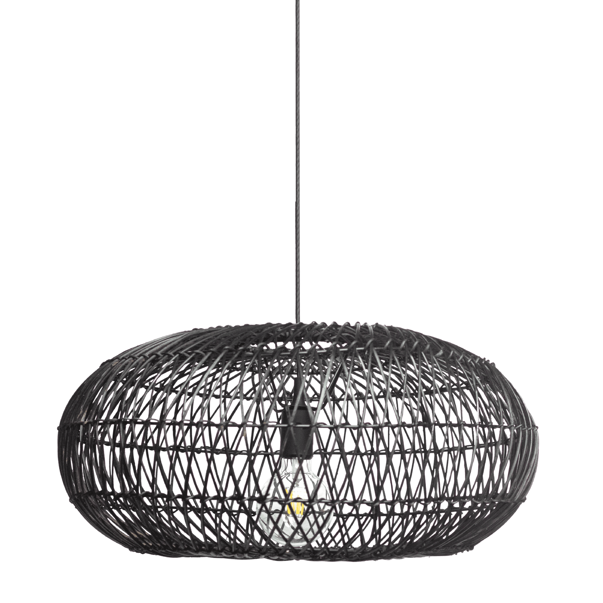 Zebbies Lighting Langa Black Hand Crafted Rattan Pendant Shade Only (Pendant Cord Excluded)