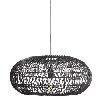 Zebbies Lighting Langa Black Hand Crafted Rattan Pendant Shade Only (Pendant Cord Excluded)