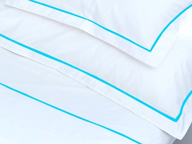 Rey's Fine Linen - Egyptian Collection - Oxford Satin Stitch Pillow Cover-Blue Atoll- (30 Set)