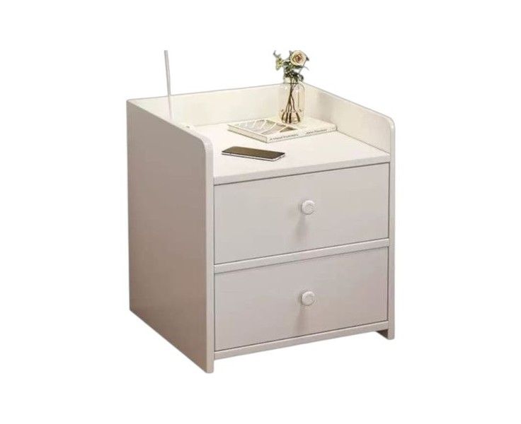 Two Drawer Wooden Bedside Table Bedroom Night Stan White
