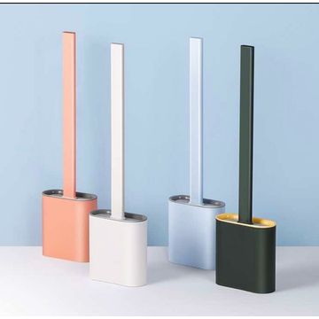 Wall Mountable Silicone Toilet Brush with Holder - 2PCS