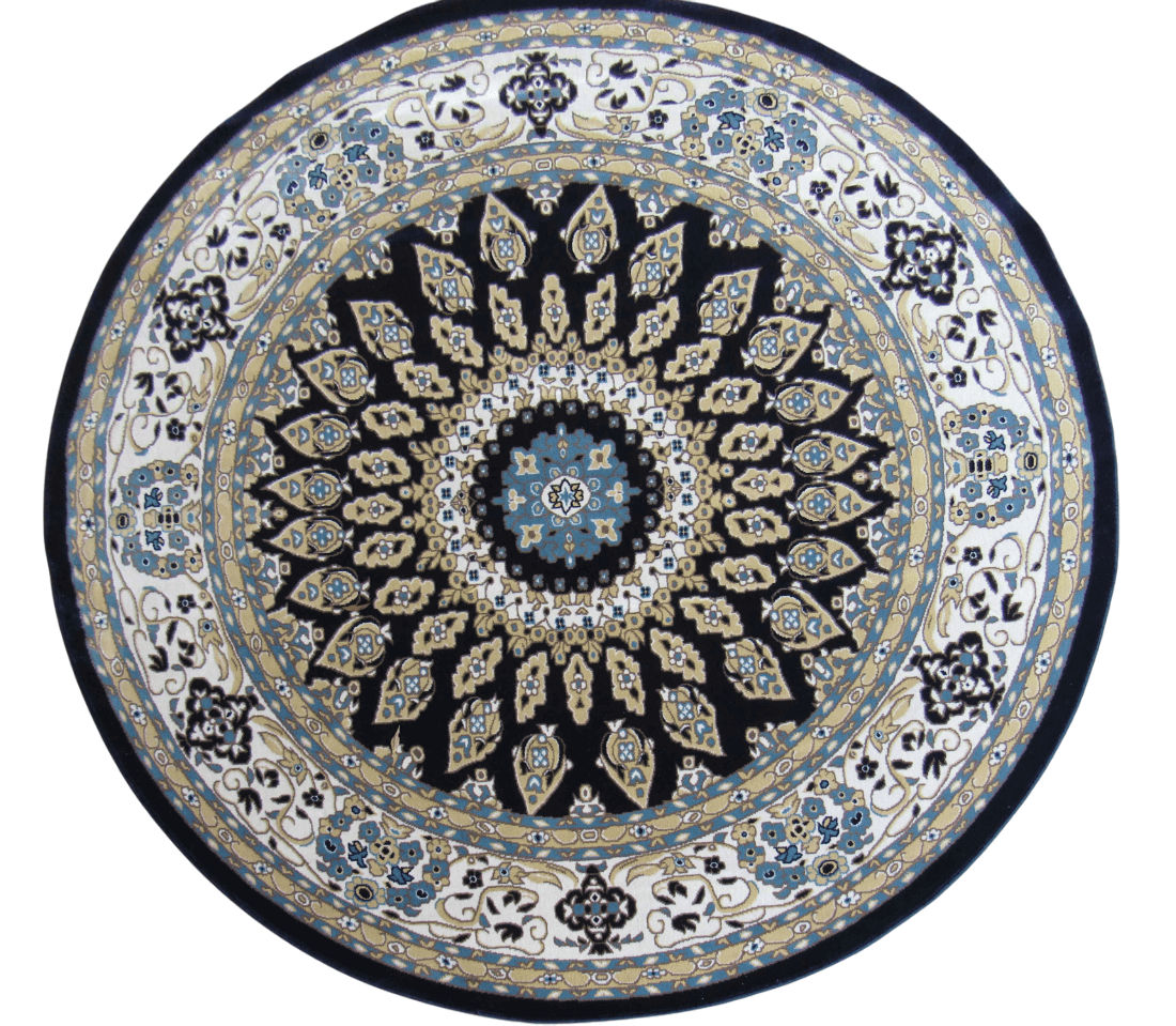BK Carpets & Rugs – Persian Inspired Round Rug – Navy & Beige- 2m x 2m