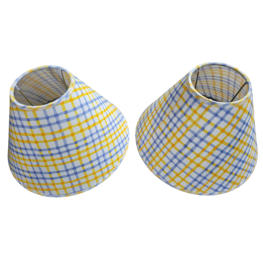 Lamp Shade Cone Yellow & Blue Strips Pack of Two