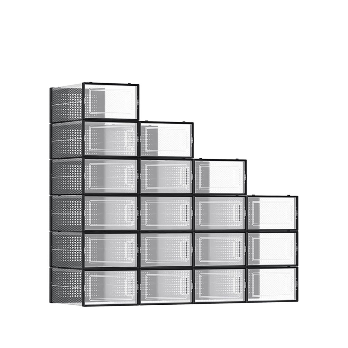 LASA Storage Box Set - 18 Stackable Foldable Units, Black Edge