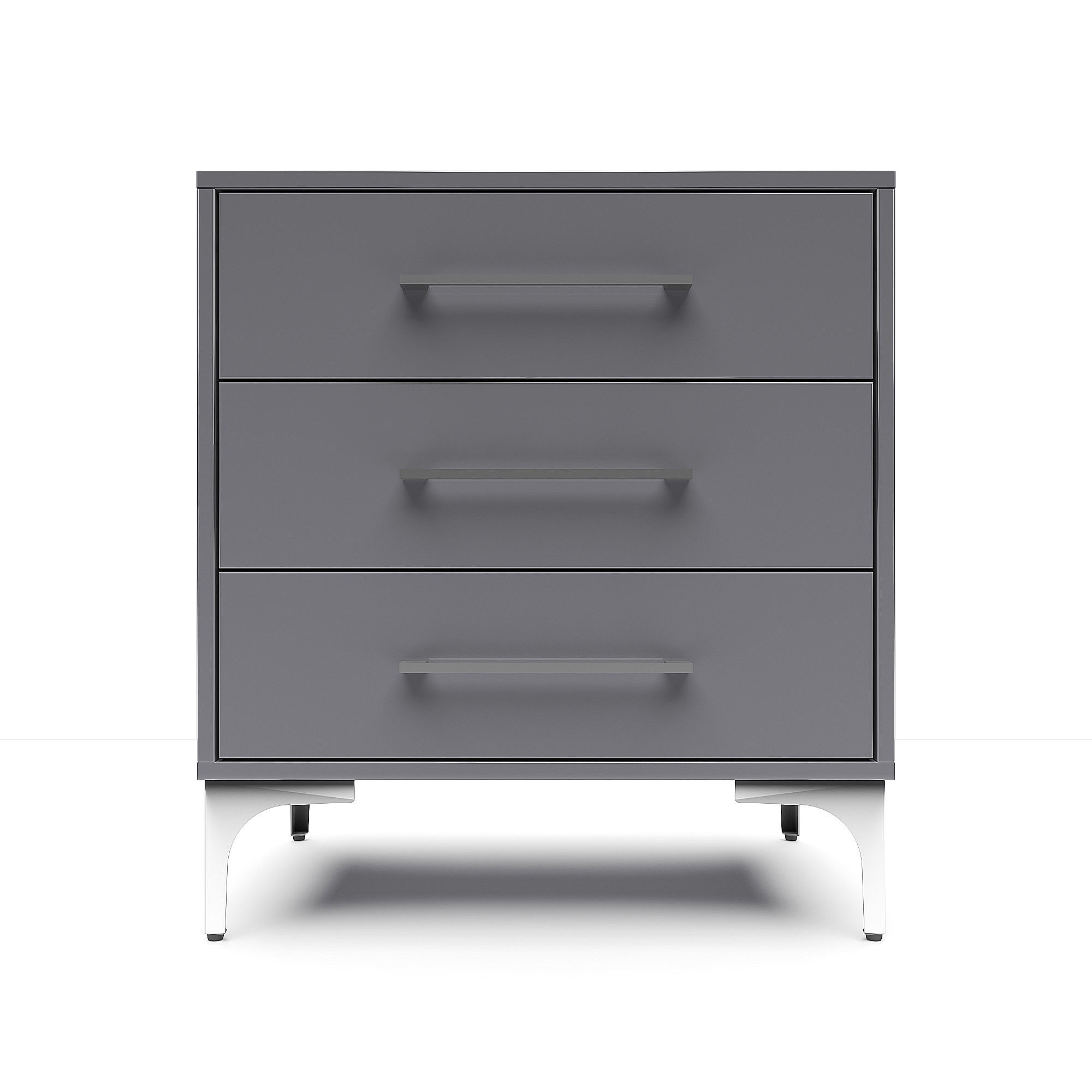 BAM! High Gloss Three Drawer Bedside Table - Storm Grey | LEROY MERLIN ...