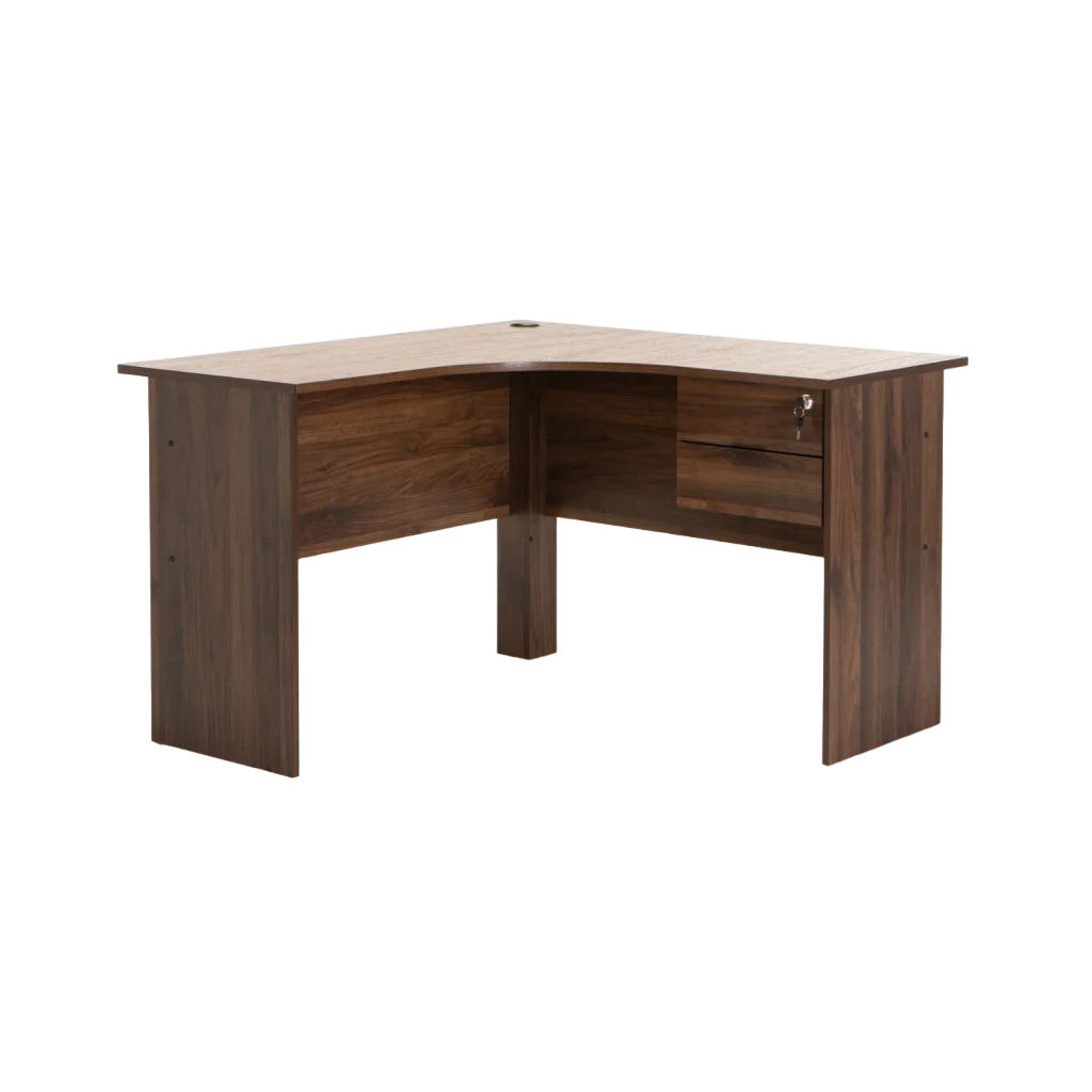 Vividitto - Keir 120cm 2 Drawer Corner Desk  - Walnut
