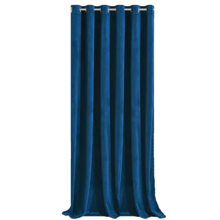 Matoc Readymade Curtain -Velvet -Blue -Eyelet -Lined -230cm W x 253cm H
