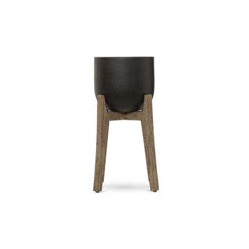 Ficonstone Planter Black on Acacia Wood Stand – Indoor Planter 64.5cm