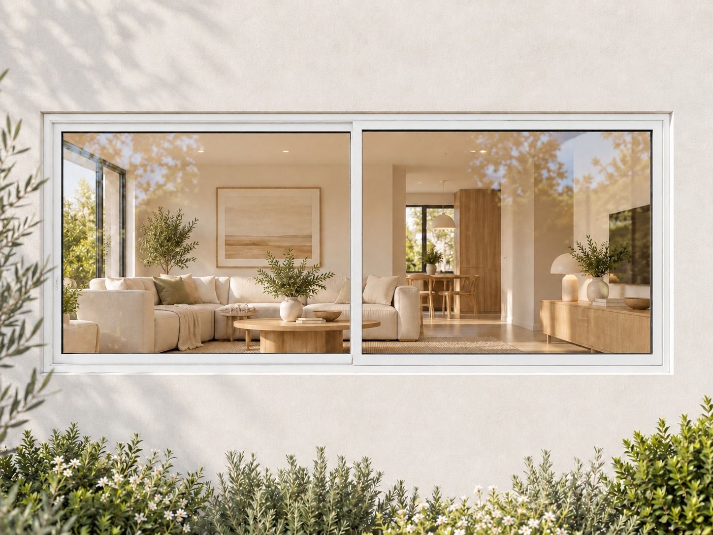 Kenzo Aluminium Sliding Window - White, 2100 900 mm, Two Sliding Panels