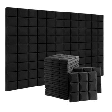 Echo-Less Acoustic Foam Panel Mushroom Profile Black -12 pack