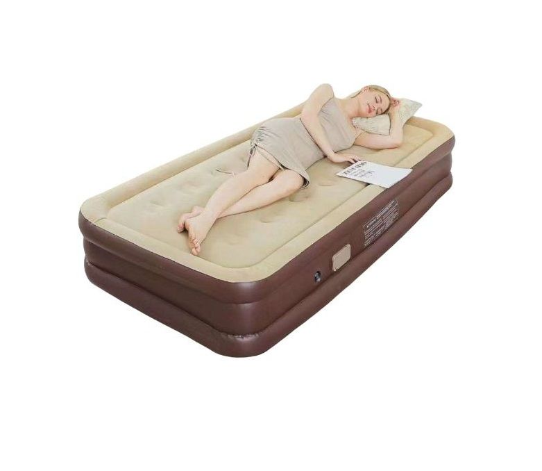 Inflatable Single Bed with Pump-Brown