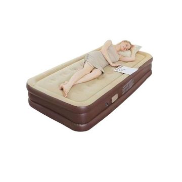 Inflatable Single Bed with Pump-Brown