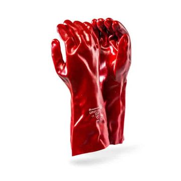 DROMEX RED PVC ELBOW LENGTH 35CM GLOVES-MEDIUM DUTY (GPVC/35)