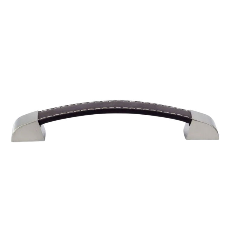 Leather Handle, Brown/Satin Nickel, 128mm