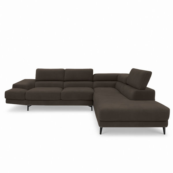 Meghan Corner Couch-Velvet Dark Brown