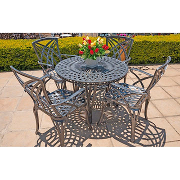 Ageless & Beautiful!   4 Seater Cast Aluminium Patio Furniture Set / Garden Furniture Set / Outdoor Furniture Set - 4 x Rainbow Chairs with 100cm King Diamond Table