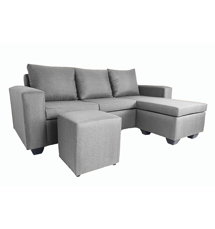 Clif Corner Couch With Foot Stool-Grey