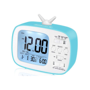 Classy TV Shape Digital Alarm Clock / Temperature & Calendar - Blue