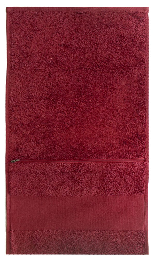Bunty's Plush Gym Towel 450 GSM with Zip Pocket - 05 Piece Pack - Red Pear