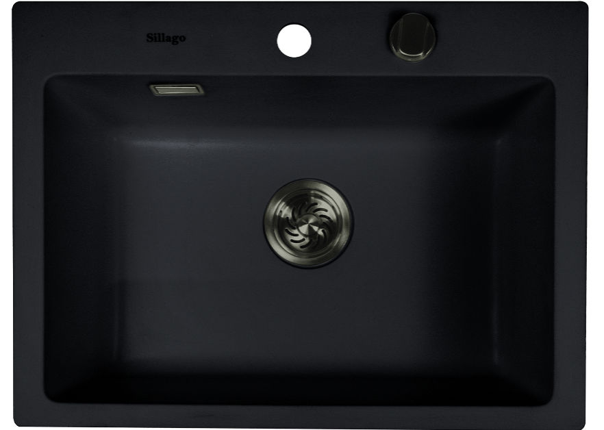 Quinn Small Bowl Quartz Kitchen Sink Black - Silver