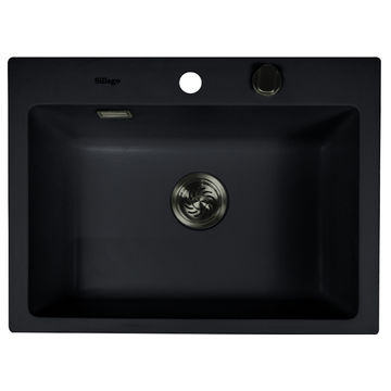Quinn Small Bowl Quartz Kitchen Sink Black - Silver