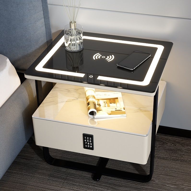 Bedroom Smart Night stand table Modern bedside table with drawer Iron leg