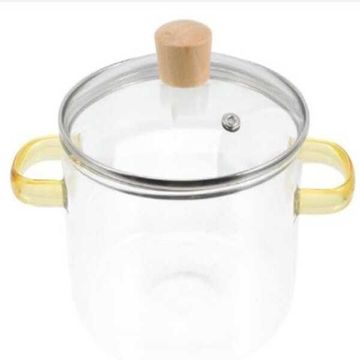 Multifunctional Transparent Borosilicate Glass Kitchen Pot with Lid