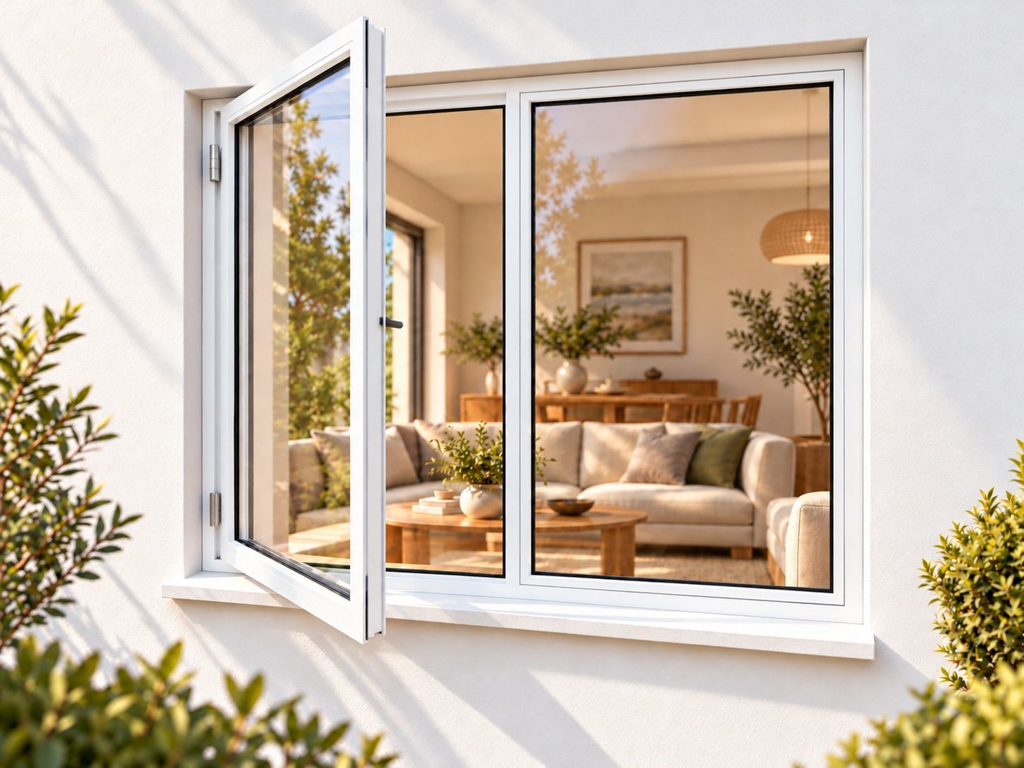 Kenzo Premium Side-Hung Aluminium Window - White, 1200 1200 mm, Left Side Opener