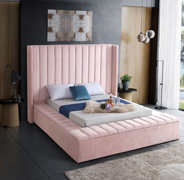 Whimsy Sleigh Bed Double -Pink