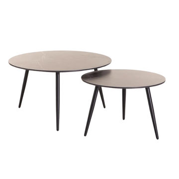 Fia Set of 2 Stone Top Coffee Table - Black