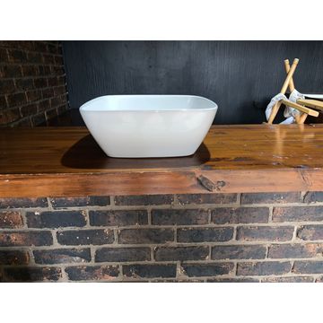 Ceramic basin, white, square design