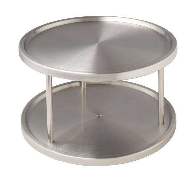 Wenko - CUPBOARD TURNTABLE - 2-TIER LAZY SUSAN - DUO - STAINLESS STEEL