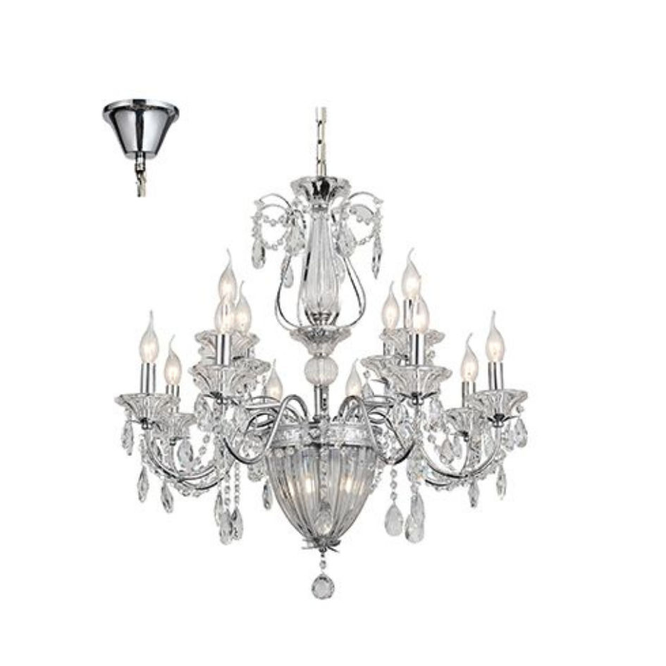 12LT Chandelier Crystal Chrome E14 12 x 40w + 2 X G9LED 5W