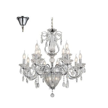 12LT Chandelier Crystal Chrome E14 12 x 40w + 2 X G9LED 5W