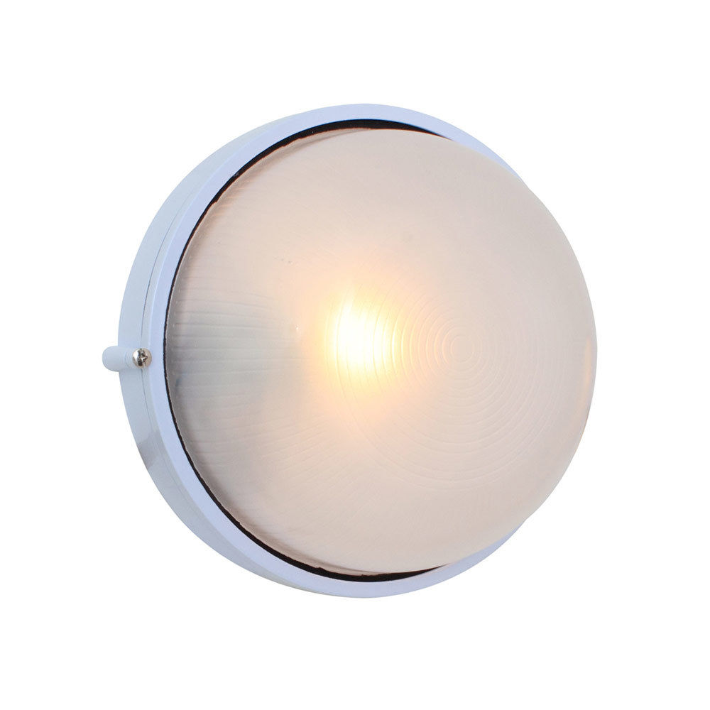 Eurolux - Round - Large Plain Bulk Head - 240mm - White - 1x100w