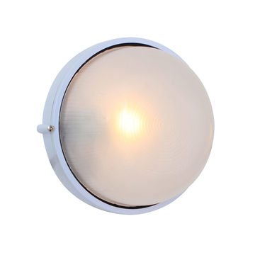 Eurolux - Round - Large Plain Bulk Head - 240mm - White - 1x100w