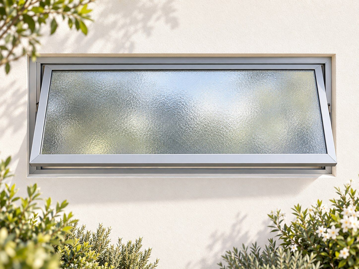 Kenzo Premium Top-Hung Aluminium Window - Silver, 900 400 mm, Single Opener, Obscure Safety Glass