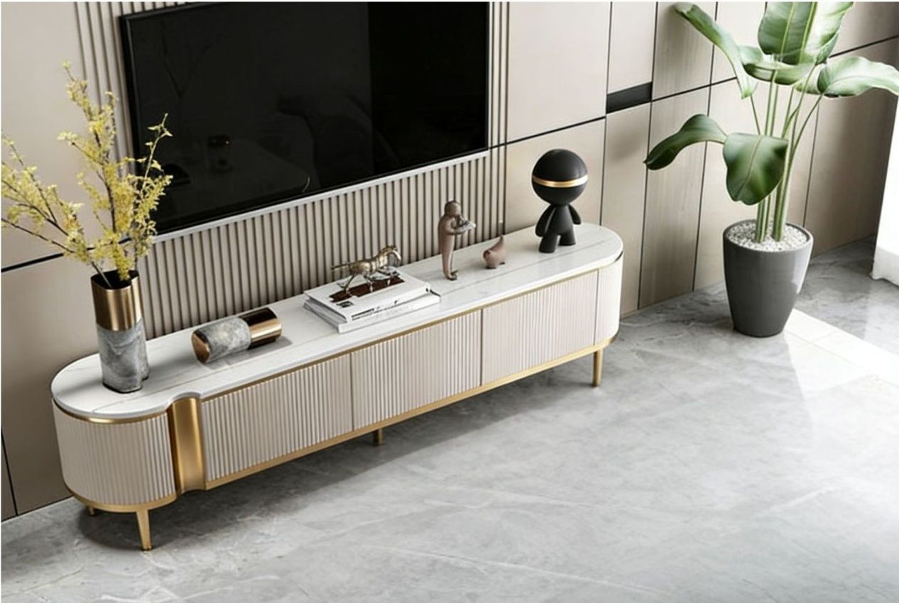Modern White & Gold TV Stand