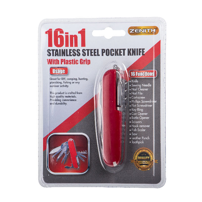 Pocket Knife - Outdoor Accessories - Red Handle - 16-in-1