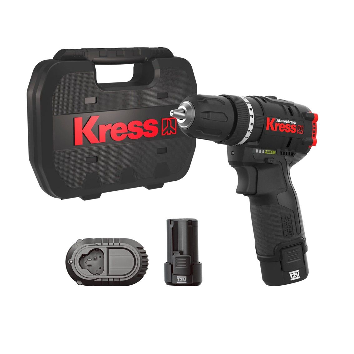 KRESS Hammer Drill BL 10mm 40Nm 12V Kit